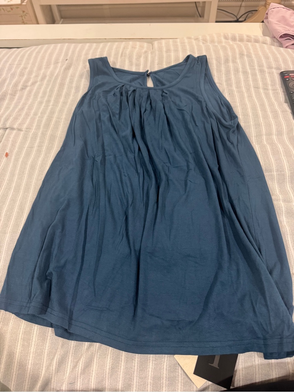 Pleated Neck Sleeveless Camisole - Navy Blue